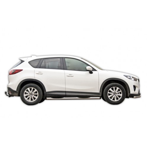 Защита ПОРОГОВ «Труба с проступью» нерж. (d.76) Mazda CX-5 (арт. 1740 Н)