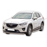Защита ПОРОГОВ с алюм. листом, нерж. (d63,5) Mazda CX-5 (арт. 1741 Н)