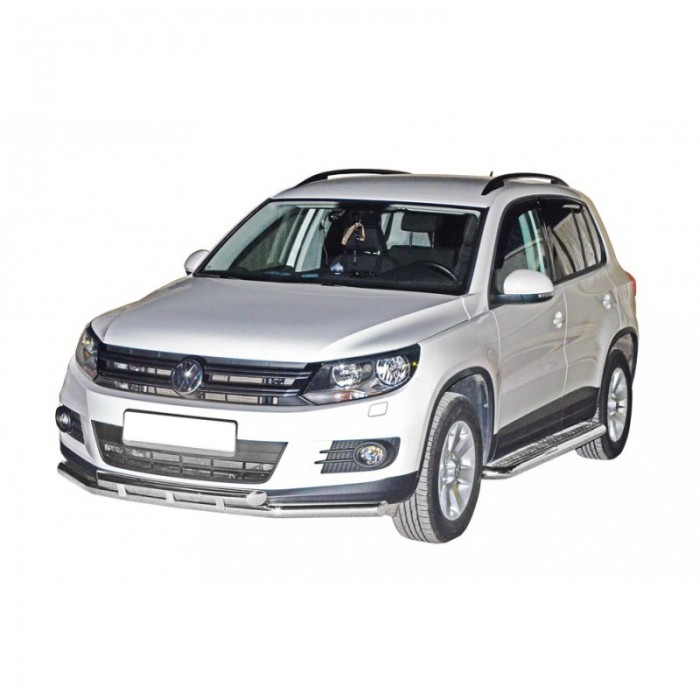Защита ПОРОГОВ с алюм. листом d63,5 Volkswagen TIGUAN КРАШ. (арт. 1806 K)