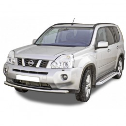 ПОРОГИ с алюм. накладками (d63,5) NISSAN X-trail (арт. 0649 К)