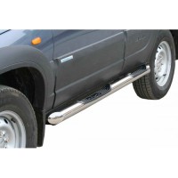 Пороги «Труба Люкс» с проступью, нерж. (d.76) 2123 «Шеви» RS, Niva Travel (арт. 0232RS)