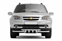 Защита переднего бампера двойная с зубьями Ø63/63мм (НПС) CHEVROLET Niva 2009-2020/ LADA Niva 2020- (LNV220202)