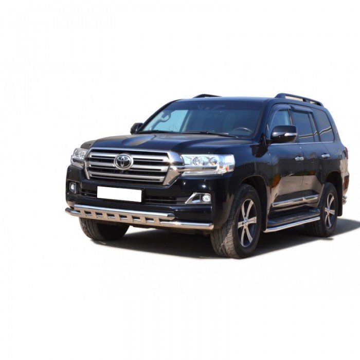 Защита ПОРОГОВ «Труба» (d.40) для ориг. порогов с ПОДСВЕТКОЙ Toyota LAND CRUISER 200 (арт. 1802 К)
