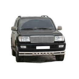 Защита ПЕРЕДА «Труба двойная супер» нерж. (d63,5) TOYOTA Land Cruiser 100 (арт. 0615 Н)