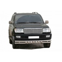 Защита ПЕРЕДА «Труба двойная супер» нерж. (d63,5) TOYOTA Land Cruiser 100 (арт. 0615 Н)