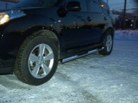 Защита ПОРОГОВ «Труба с проступью» нерж. (d.76) PEUGEOT 4007 (арт. 0660 Н)