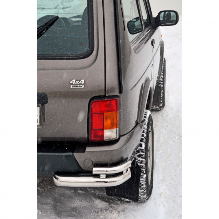Защита заднего бампера «Уголки двойные ЛЮКС» нерж. Urban 4x4 (арт.1321)