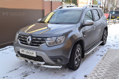 Защита порогов с алюм. площадкой Ø51 мм (НПС) RENAULT Duster 2021- (RDU-21-220301.00)