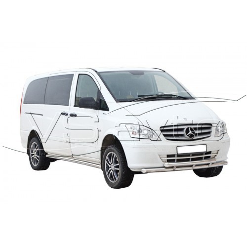 Защита ПЕРЕДА «Труба двойная» нерж. (d63,5) Mercedes-Benz Viano (& Vito) кол.база 3200 (арт. 1761 Н)
