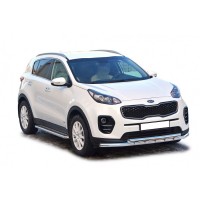 Защита ПОРОГОВ с Aлюм. листом d63,5 Kia SPORTAGE НЕРЖ