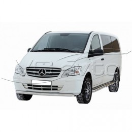 Защита ПОРОГОВ с алюм. листом, нерж. (d63,5) Mercedes-Benz Viano (& Vito) кол.база 3200 (арт. 1765 Н)