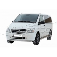 Защита ПОРОГОВ с алюм. листом, нерж. (d63,5) Mercedes-Benz Viano (& Vito) кол.база 3200 (арт. 1765 Н)