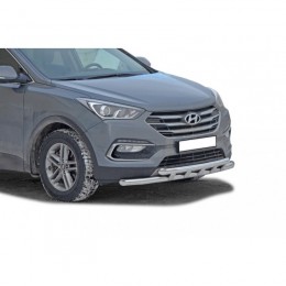 Защита ПЕРЕДА «Труба двойная» нерж. (d63,5) Hyundai SANTA-FE III рестайлинг (арт. 2026 Н)