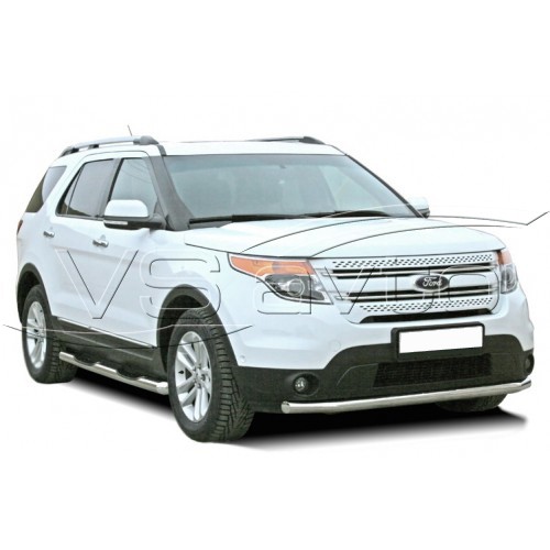 Защита ПЕРЕДА «Труба» нерж. (d63,5) Ford EXPLORER (арт. 1748 Н)