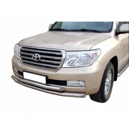 Защита ПЕРЕДА «Труба двойная» нерж. (d63,5) TOYOTA Land Cruiser 200 (арт. 0665 Н)