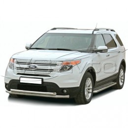 Защита ПОРОГОВ с алюм. листом, нерж. (d63,5) Ford EXPLORER (арт. 1751 Н)