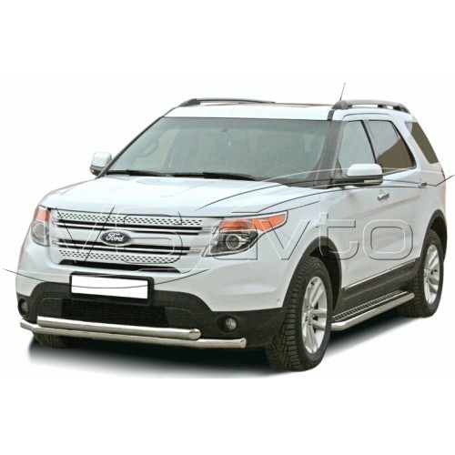 Защита ПОРОГОВ с алюм. листом, нерж. (d63,5) Ford EXPLORER (арт. 1751 Н)