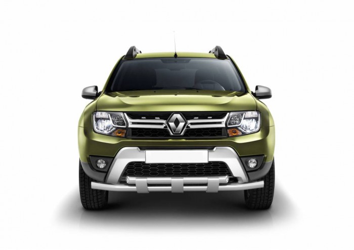 Защита переднего бампера двойная с пластинами Ø63/63мм (НПС) RENAULT Duster 2016- (RDU220204)