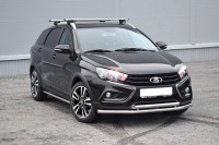 Защита переднего бампера двойная Ø51/51мм (НПС) LADA Vesta SW Cross 2017- (LSC220201)
