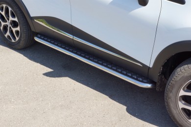 Защита порогов с алюм. площадкой Ø51мм (НПС) RENAULT Kaptur 2016- (RKA220302)