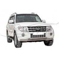 Защита ПЕРЕДЕГО БАМПЕРА «Труба двойная» нерж. (d63,5) MITSUBISHI Pajero IV (арт. 1618 Н)