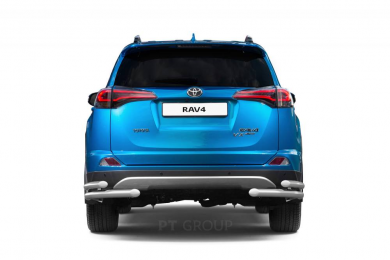 Защита заднего бампера двойная угловая Ø63/51мм (НПС) TOYOTA RAV4 2016-2018 (TRV220101)